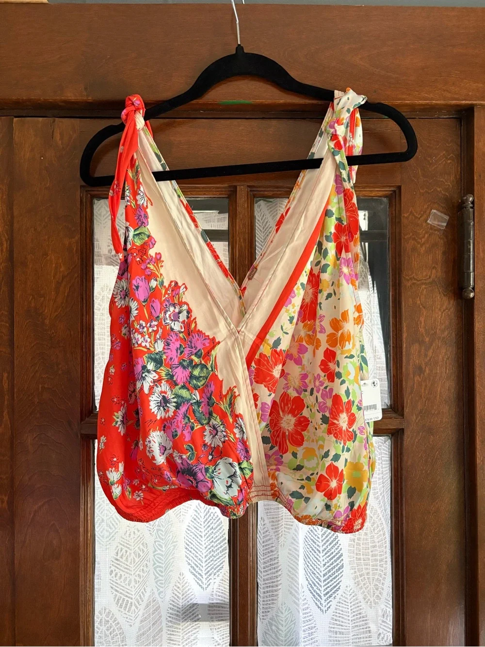 NWT Free People Tied to You Tie Shoulder Blouson Floral Tank Fiesta Combo Small
